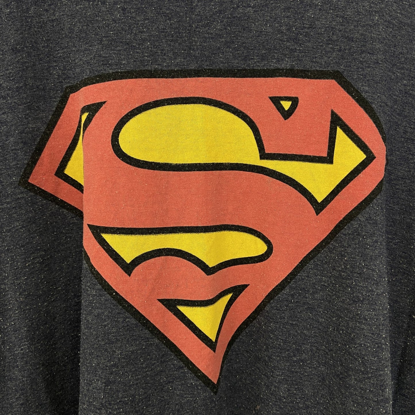 古着 used　SUPERMAN スーパーマン　半袖オリジナルビッグロゴプリントTシャツ　クルーネック　カジュアル　青　Lサイズ