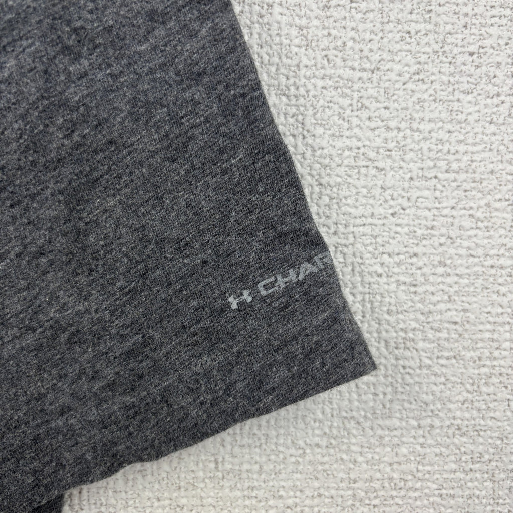 古着 used　UNDER ARMOUR アンダーアーマー　半袖プリントTシャツ　グレー　クルーネック　コットン　Lサイズ
