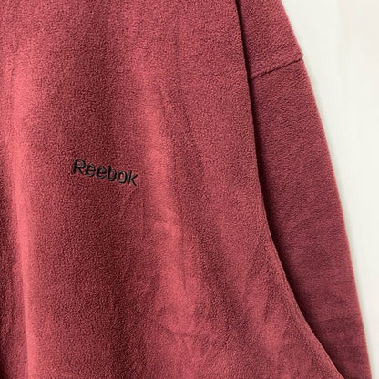 古着 used　Reebok リーボック　長袖フルジップフリースジャケット　ボルドー　ロゴ刺　ハイネック　XLサイズ