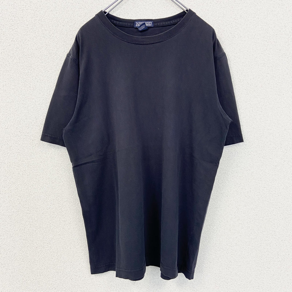古着 used　LAND'S END　ランズエンド　半袖無地Tシャツ　シンプルデザイン　ノームコア　クルーネック　黒　Mサイズ