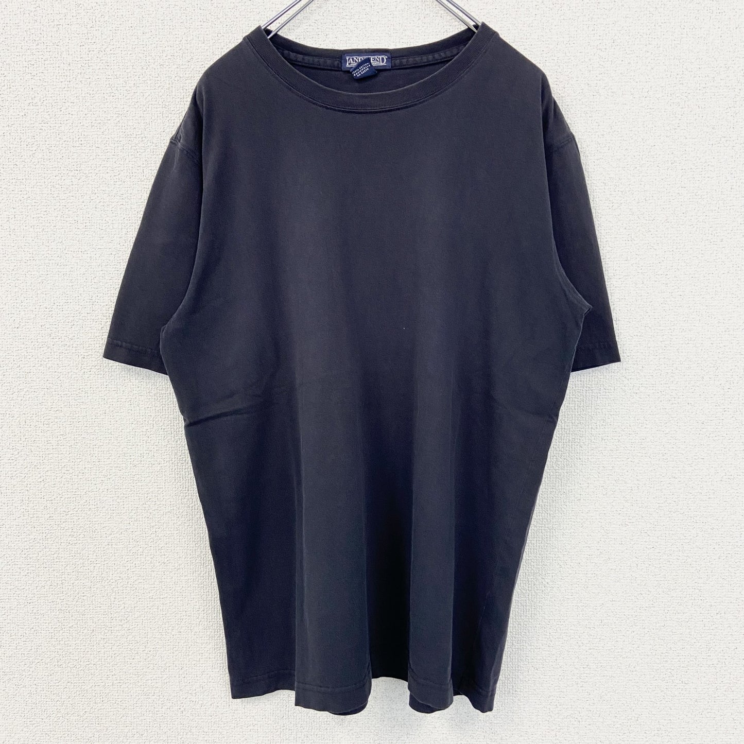 古着 used　LAND'S END　ランズエンド　半袖無地Tシャツ　シンプルデザイン　ノームコア　クルーネック　黒　Mサイズ