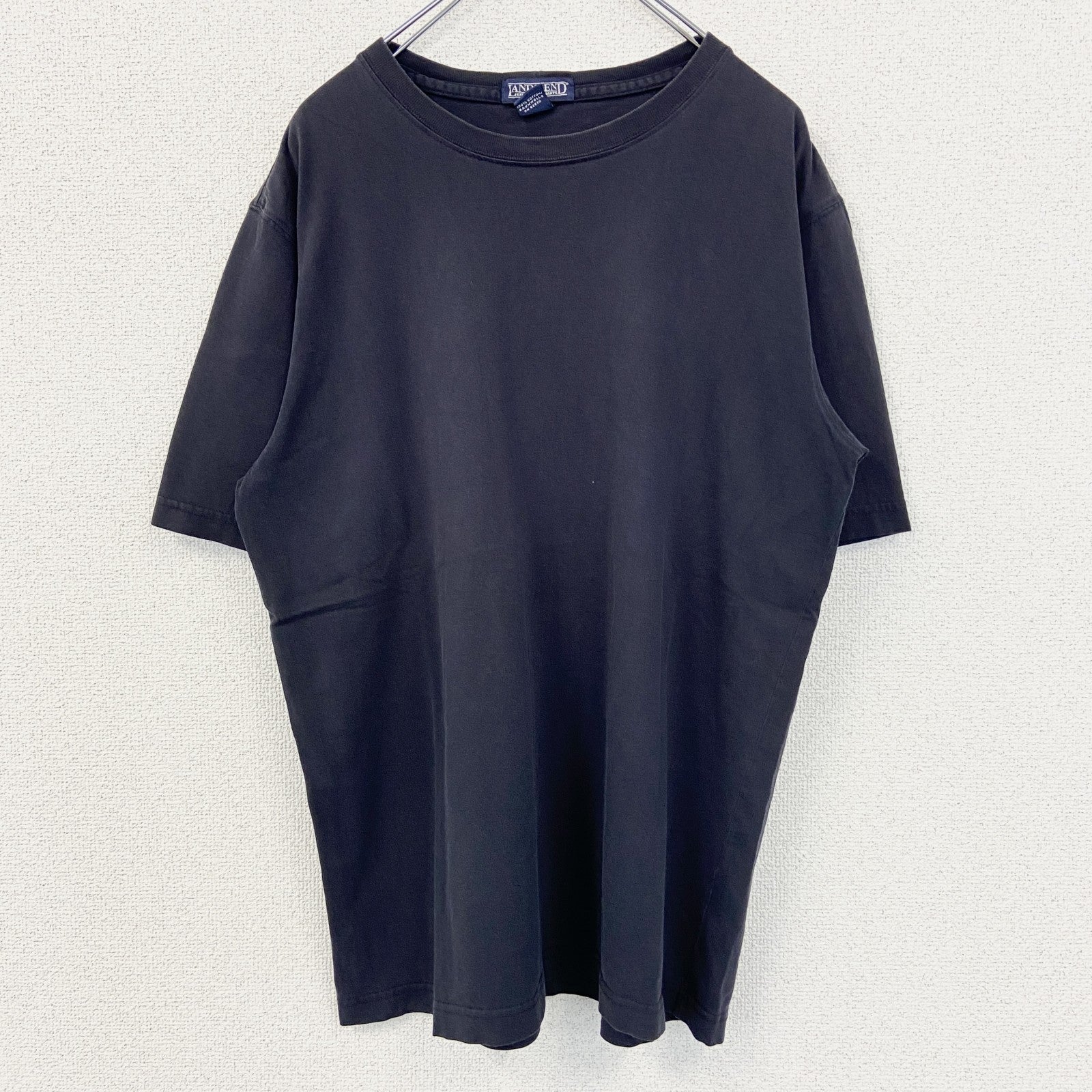 古着 used　LAND'S END　ランズエンド　半袖無地Tシャツ　シンプルデザイン　ノームコア　クルーネック　黒　Mサイズ