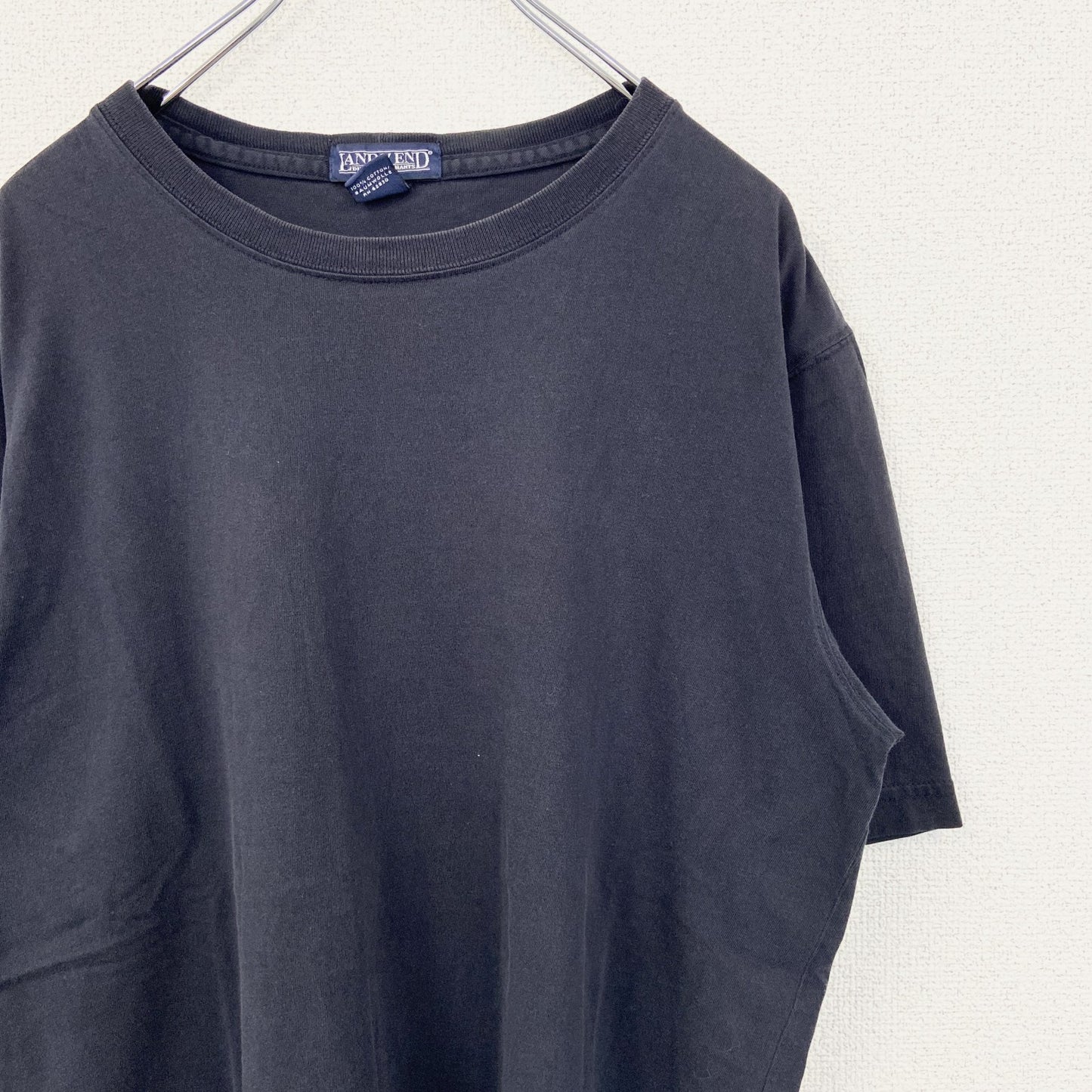 古着 used　LAND'S END　ランズエンド　半袖無地Tシャツ　シンプルデザイン　ノームコア　クルーネック　黒　Mサイズ