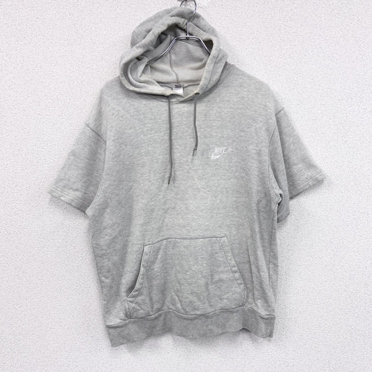 90s　NIKE　ナイキ　半袖スウェットパーカー/フーディー　スウッシュ　ヴィンテージ　灰色　霜降りグレー　XLサイズ