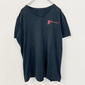 古着 used　ノーブランド　半袖プリントTシャツ　Vネック　industrial shaft　カジュアルデザイン　黒　Mサイズ