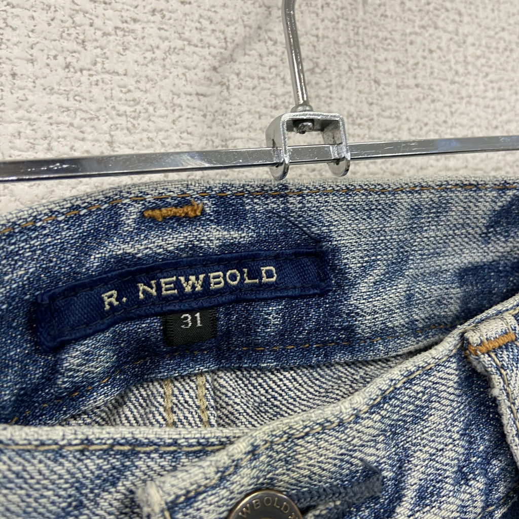 R.NEWBOLD　アールニューボールド　デニムペイントパンツ/ジーンズ　鬼ヒゲ　縦落ち　フェード　ジップフライ　インディゴ　W31サイズ
