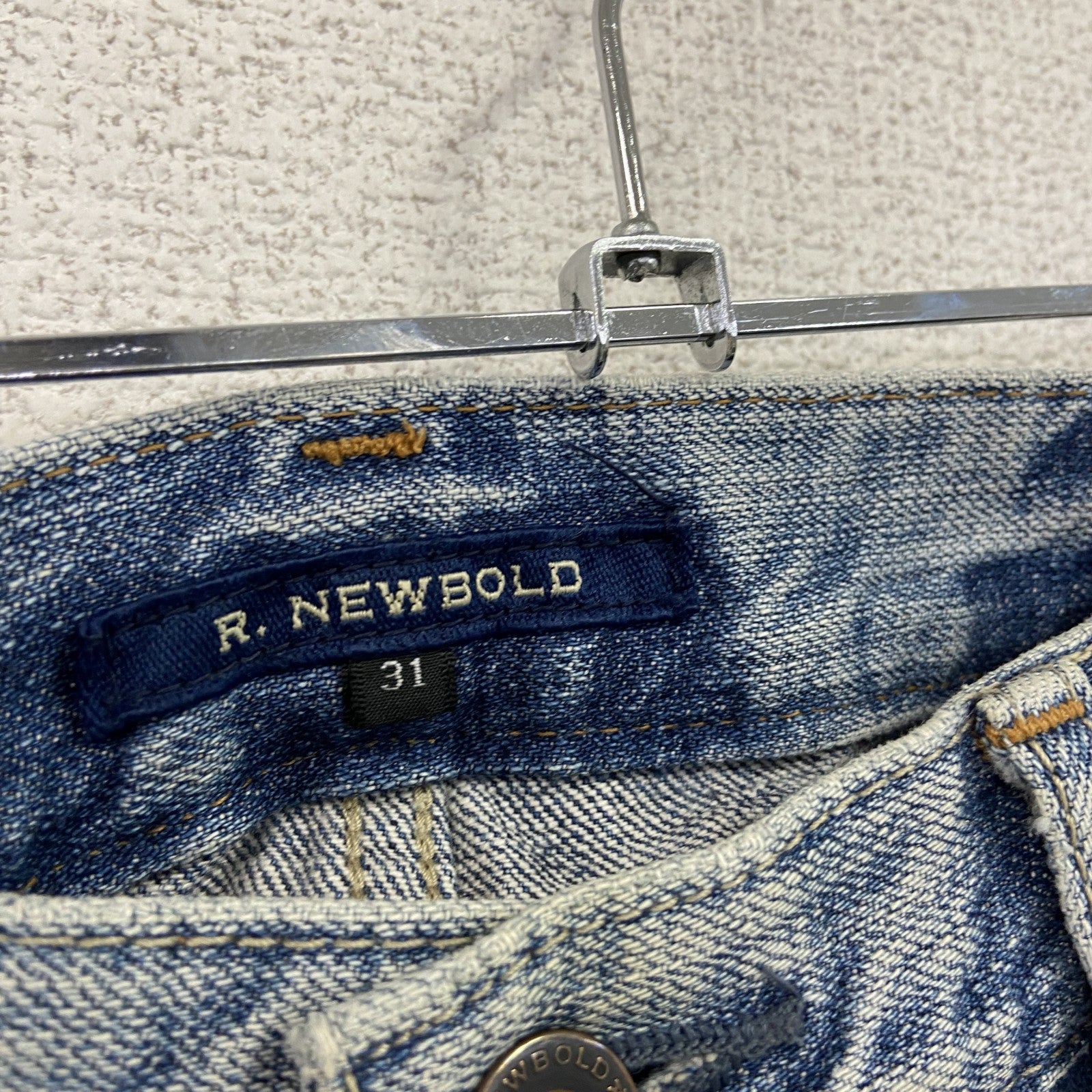 R.NEWBOLD　アールニューボールド　デニムペイントパンツ/ジーンズ　鬼ヒゲ　縦落ち　フェード　ジップフライ　インディゴ　W31サイズ