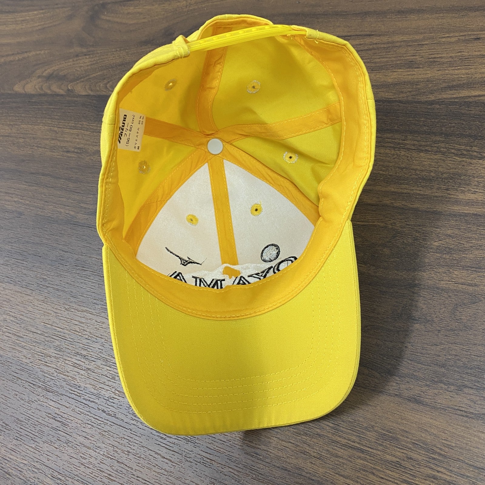 MIZUNO　ミズノ　第38回大山登山マラソン大会　6パネルキャップ　ベースボールキャップ　刺繍ロゴ　黄色　イエロー　フリーサイズ