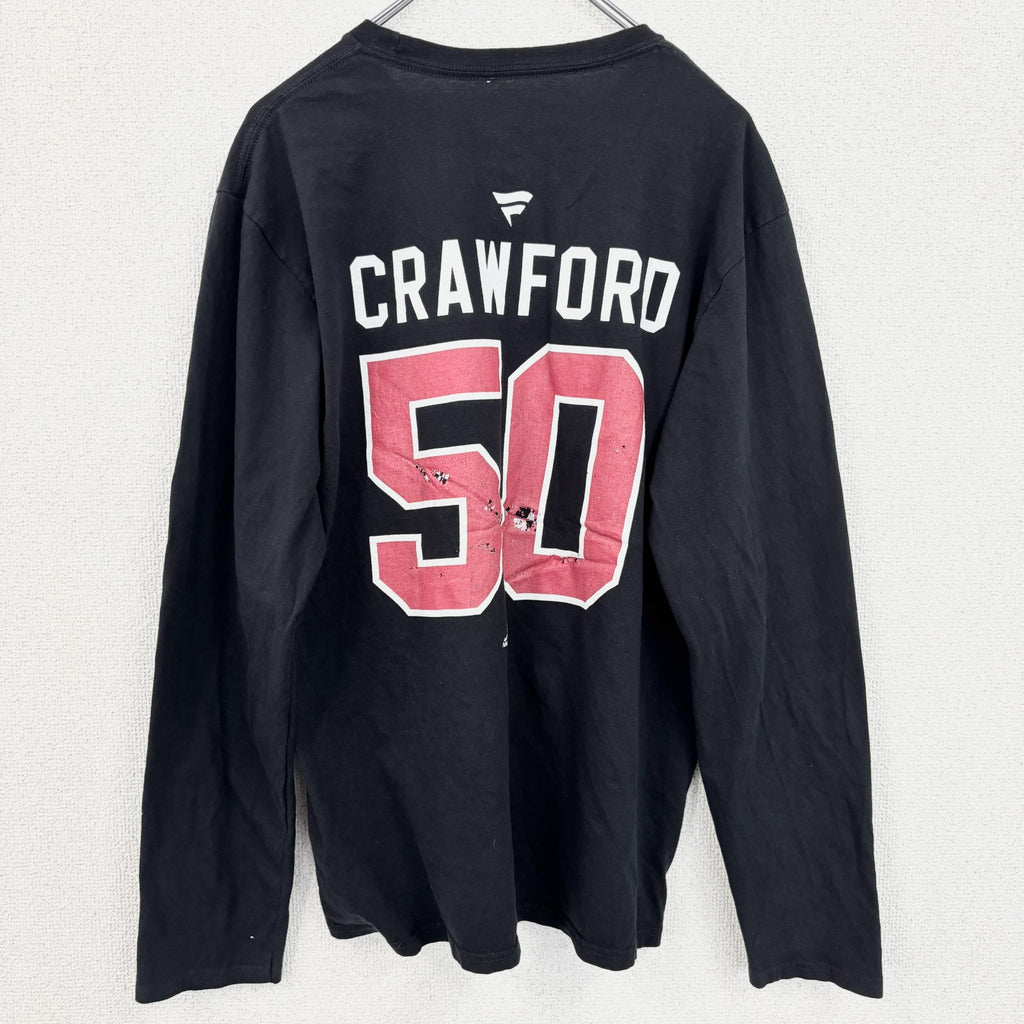 古着 used　NHL シカゴブラックホークス　アイスホッケー　長袖オフィシャルプリントTシャツ　ロンＴ　黒　ブラック　Ｍサイズ