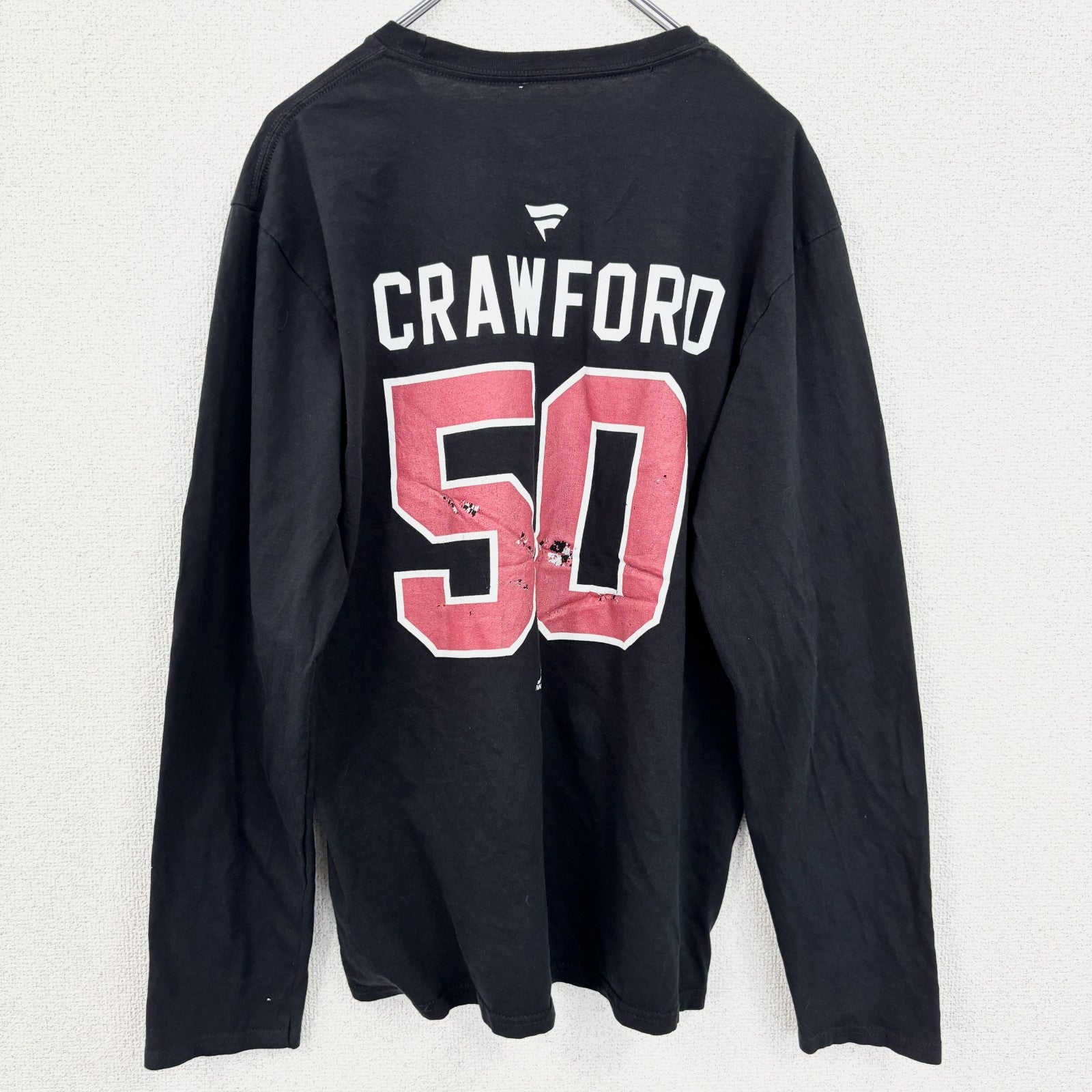 古着 used　NHL シカゴブラックホークス　アイスホッケー　長袖オフィシャルプリントTシャツ　ロンＴ　黒　ブラック　Ｍサイズ