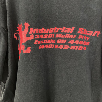 古着 used　ノーブランド　半袖プリントTシャツ　Vネック　industrial shaft　カジュアルデザイン　黒　Mサイズ