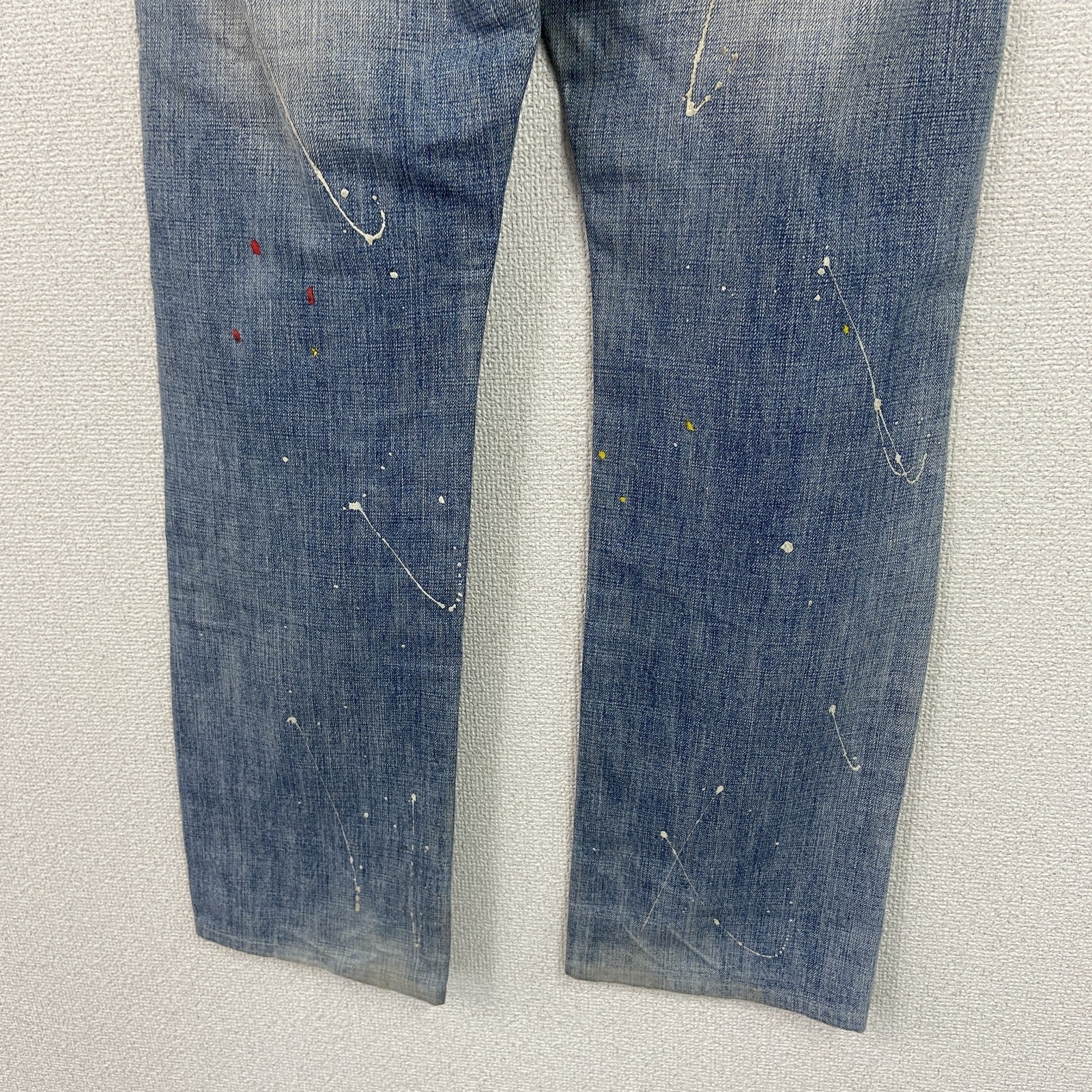 R.NEWBOLD　アールニューボールド　デニムペイントパンツ/ジーンズ　鬼ヒゲ　縦落ち　フェード　ジップフライ　インディゴ　W31サイズ