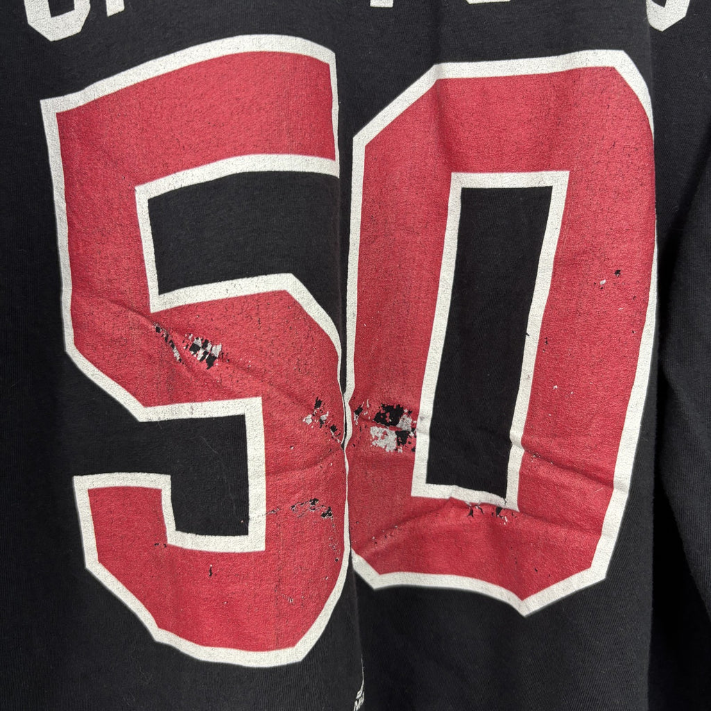 古着 used　NHL シカゴブラックホークス　アイスホッケー　長袖オフィシャルプリントTシャツ　ロンＴ　黒　ブラック　Ｍサイズ