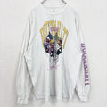 古着 used　ジョジョの奇妙な冒険　長袖アニメプリントTシャツ　ロンT　漫画　少年ジャンプ　白　クルーネック　2XLサイズ