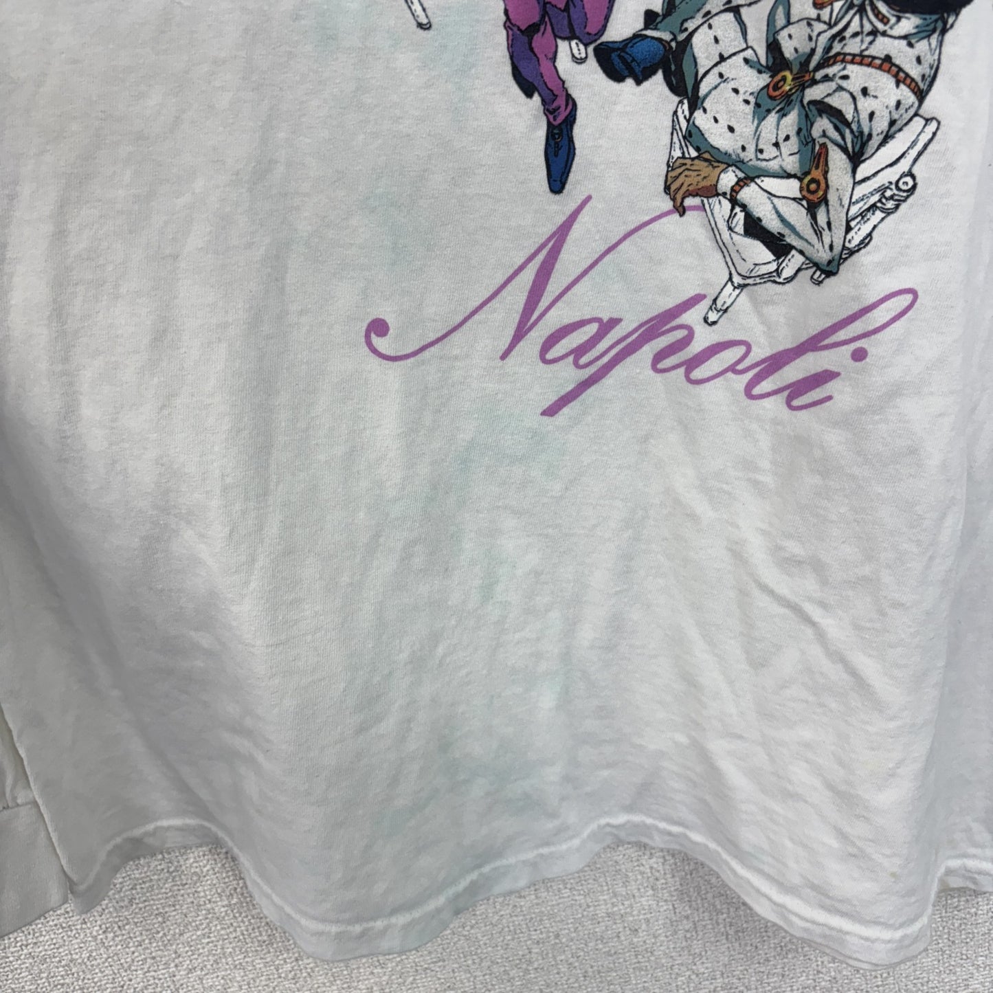 古着 used　ジョジョの奇妙な冒険　長袖アニメプリントTシャツ　ロンT　漫画　少年ジャンプ　白　クルーネック　2XLサイズ