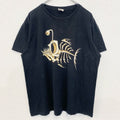 古着 used　Stedman　半袖デザインプリントTシャツ　スケルトン　魚　骨　Fish bone　黒　Lサイズ
