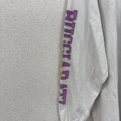 古着 used　ジョジョの奇妙な冒険　長袖アニメプリントTシャツ　ロンT　漫画　少年ジャンプ　白　クルーネック　2XLサイズ