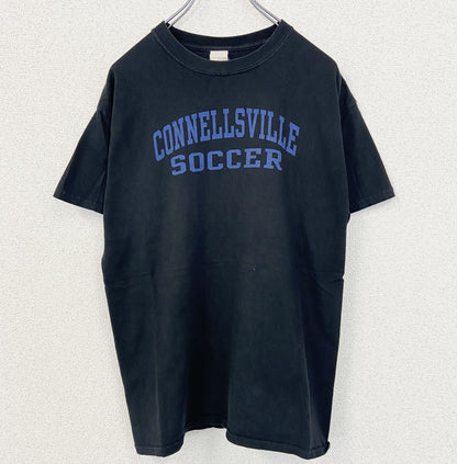 古着 used　GILDAN ギルダン　半袖プリントTシャツ　クルーネック　SOCCER　カジュアルデザイン　黒　Mサイズ