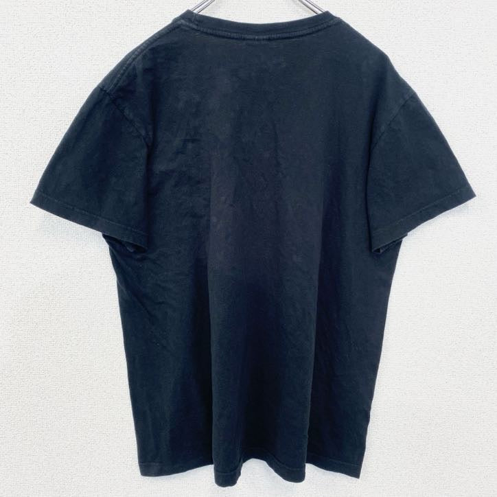 古着 used　Stedman　半袖デザインプリントTシャツ　スケルトン　魚　骨　Fish bone　黒　Lサイズ
