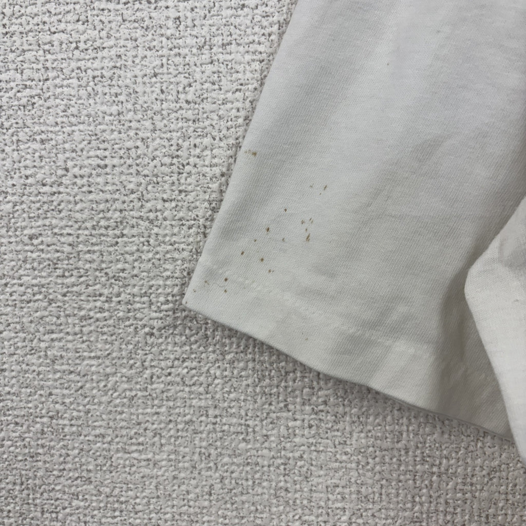 古着 used　90s　半袖ワンポイントTシャツ　バックプリント　シングルステッチ　ヴィンテージ　白　2XLサイズ
