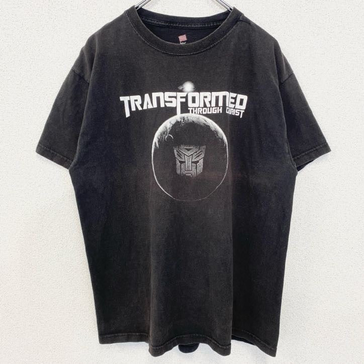 古着 used　Hanes　ヘインズ　半袖プリントTシャツ　TRANSFORMER　トランスフォーマー　黒　ブラック　Lサイズ