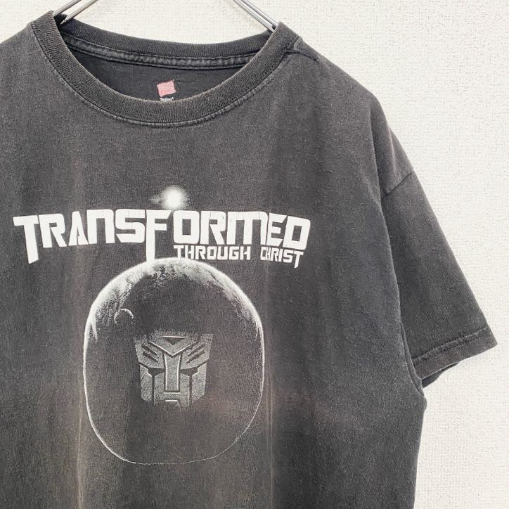 古着 used　Hanes　ヘインズ　半袖プリントTシャツ　TRANSFORMER　トランスフォーマー　黒　ブラック　Lサイズ