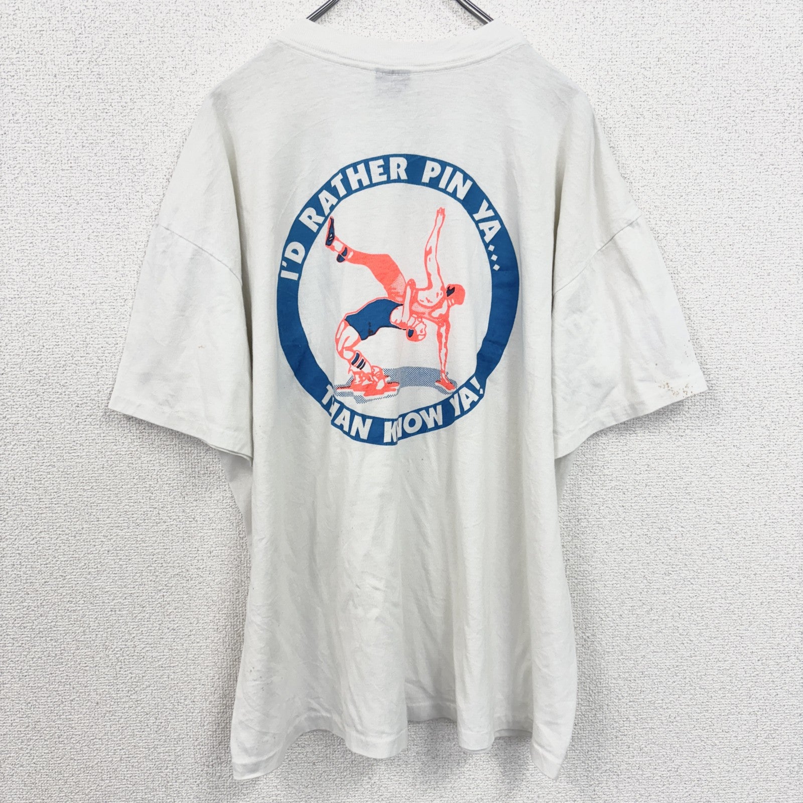 古着 used　90s　半袖ワンポイントTシャツ　バックプリント　シングルステッチ　ヴィンテージ　白　2XLサイズ