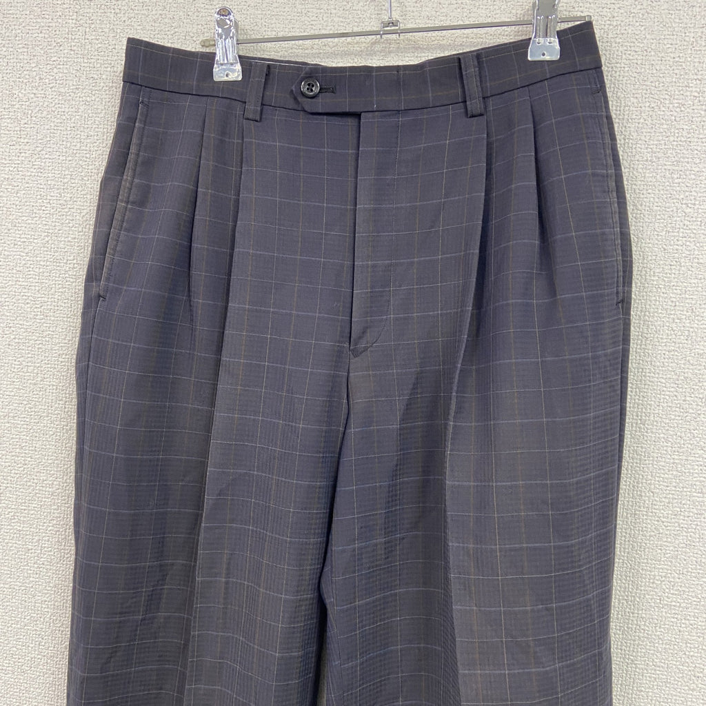 BURBERRY GOLF　バーバリーゴルフ　テーパードパンツ　ジップフライ　チェック柄　紺　ネイビー