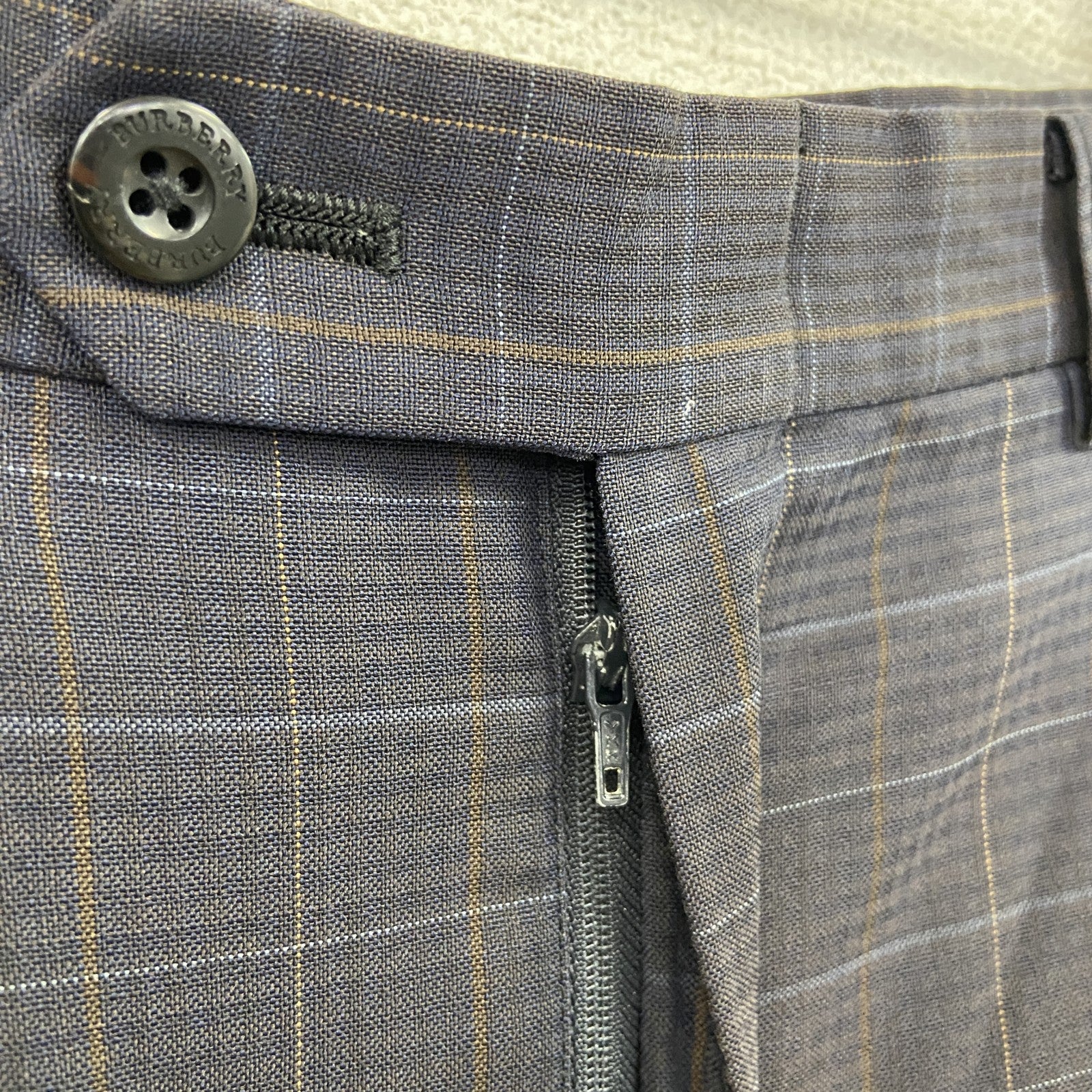 BURBERRY GOLF　バーバリーゴルフ　テーパードパンツ　ジップフライ　チェック柄　紺　ネイビー