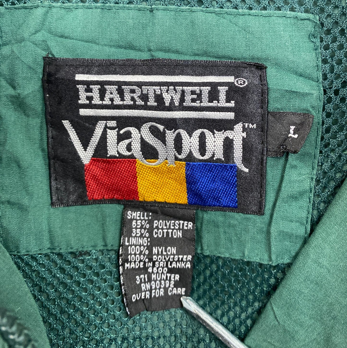 80s　ViaSport　アノラックパーカー　ハーフジッププルオーバージャケット　比翼仕立て　グリーン　Lサイズ