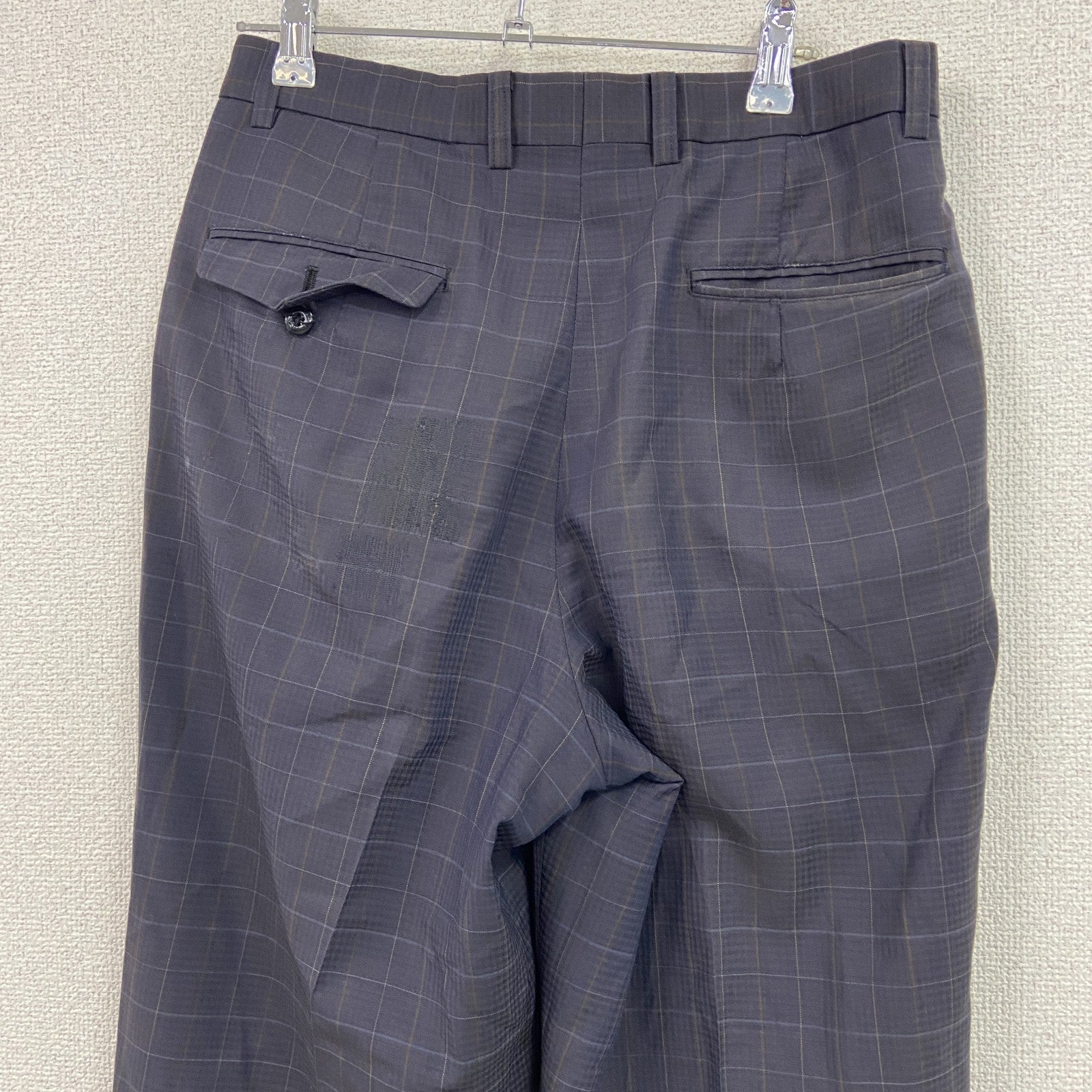 BURBERRY GOLF　バーバリーゴルフ　テーパードパンツ　ジップフライ　チェック柄　紺　ネイビー