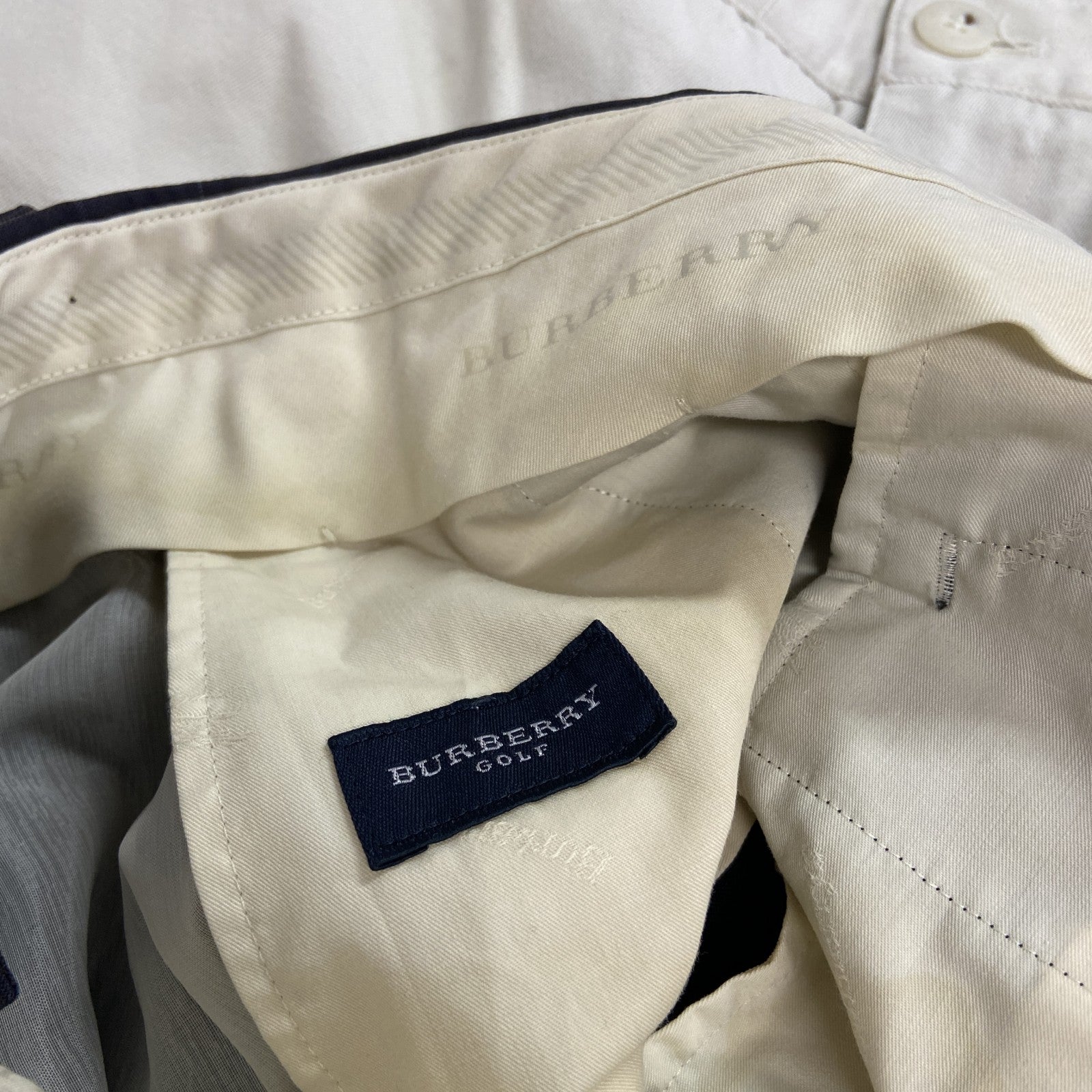 BURBERRY GOLF　バーバリーゴルフ　テーパードパンツ　ジップフライ　チェック柄　紺　ネイビー