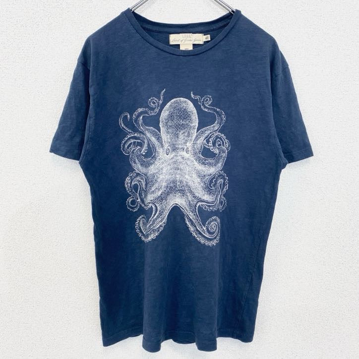 古着 used　H&M　エイチアンドエム　半袖ビッグプリントTシャツ　オクトパス　タコ　クルーネック　ネイビー　Mサイズ