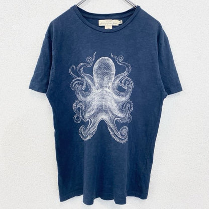 古着 used　H&M　エイチアンドエム　半袖ビッグプリントTシャツ　オクトパス　タコ　クルーネック　ネイビー　Mサイズ