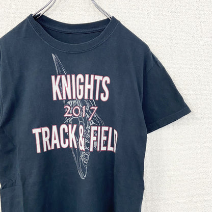 古着 used　半袖プリントTシャツ　クルーネック　KNIGHTS TRACK&FIELD　カジュアル　黒　Mサイズ