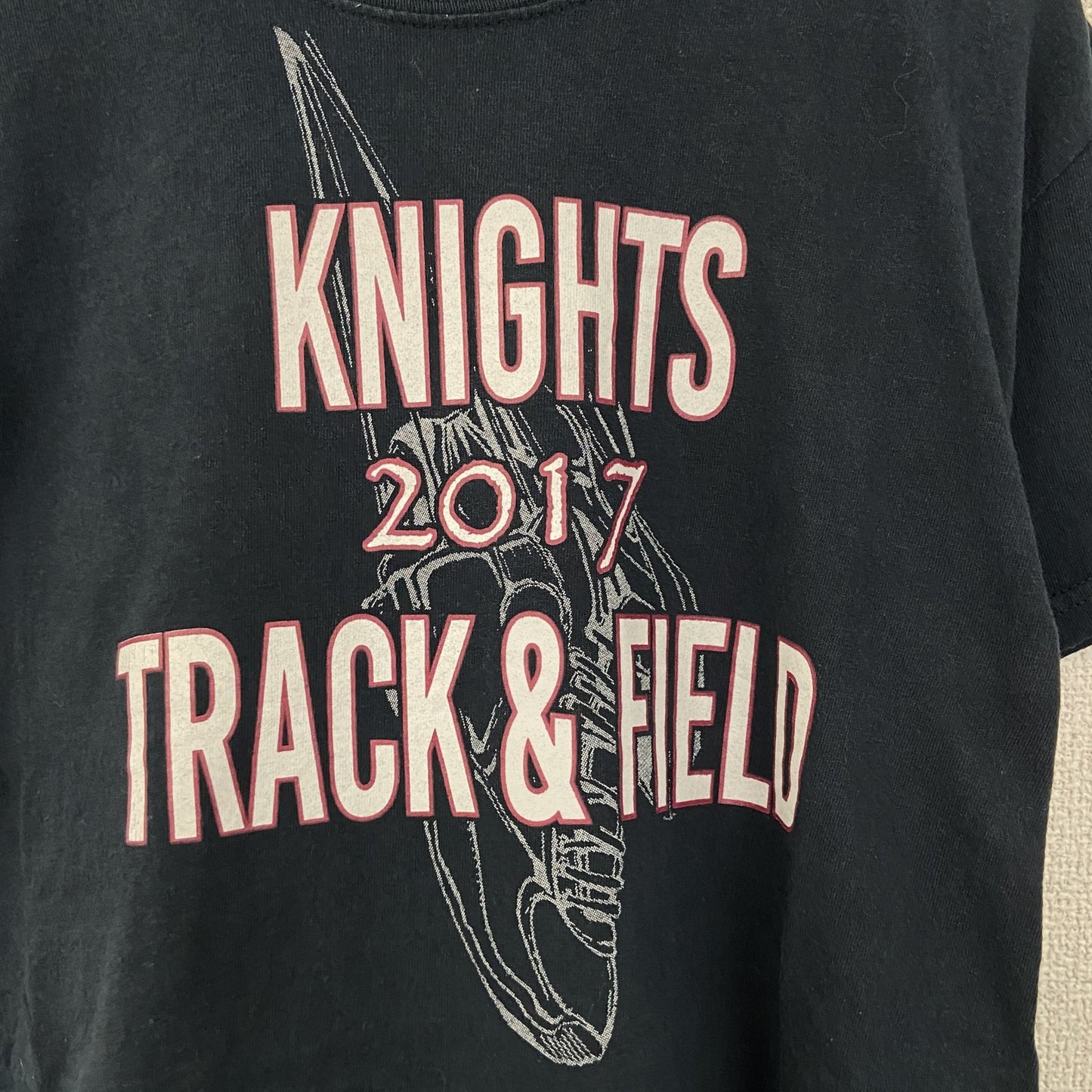 古着 used　半袖プリントTシャツ　クルーネック　KNIGHTS TRACK&FIELD　カジュアル　黒　Mサイズ