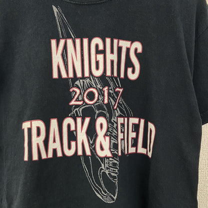 古着 used　半袖プリントTシャツ　クルーネック　KNIGHTS TRACK&FIELD　カジュアル　黒　Mサイズ