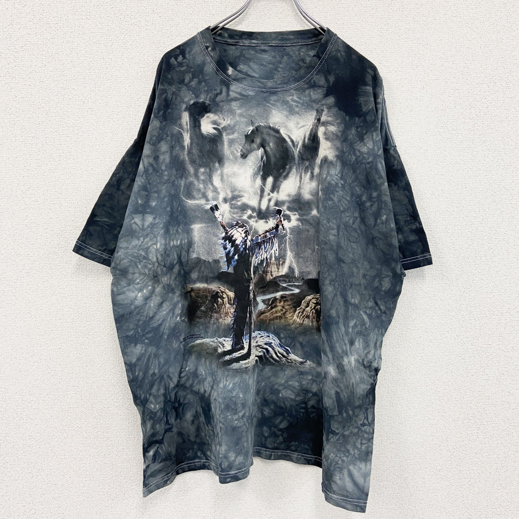00s　THE MOUNTAIN　ザマウンテン　半袖プリントTシャツ　タイダイ　アニマルT　黒　ブラック