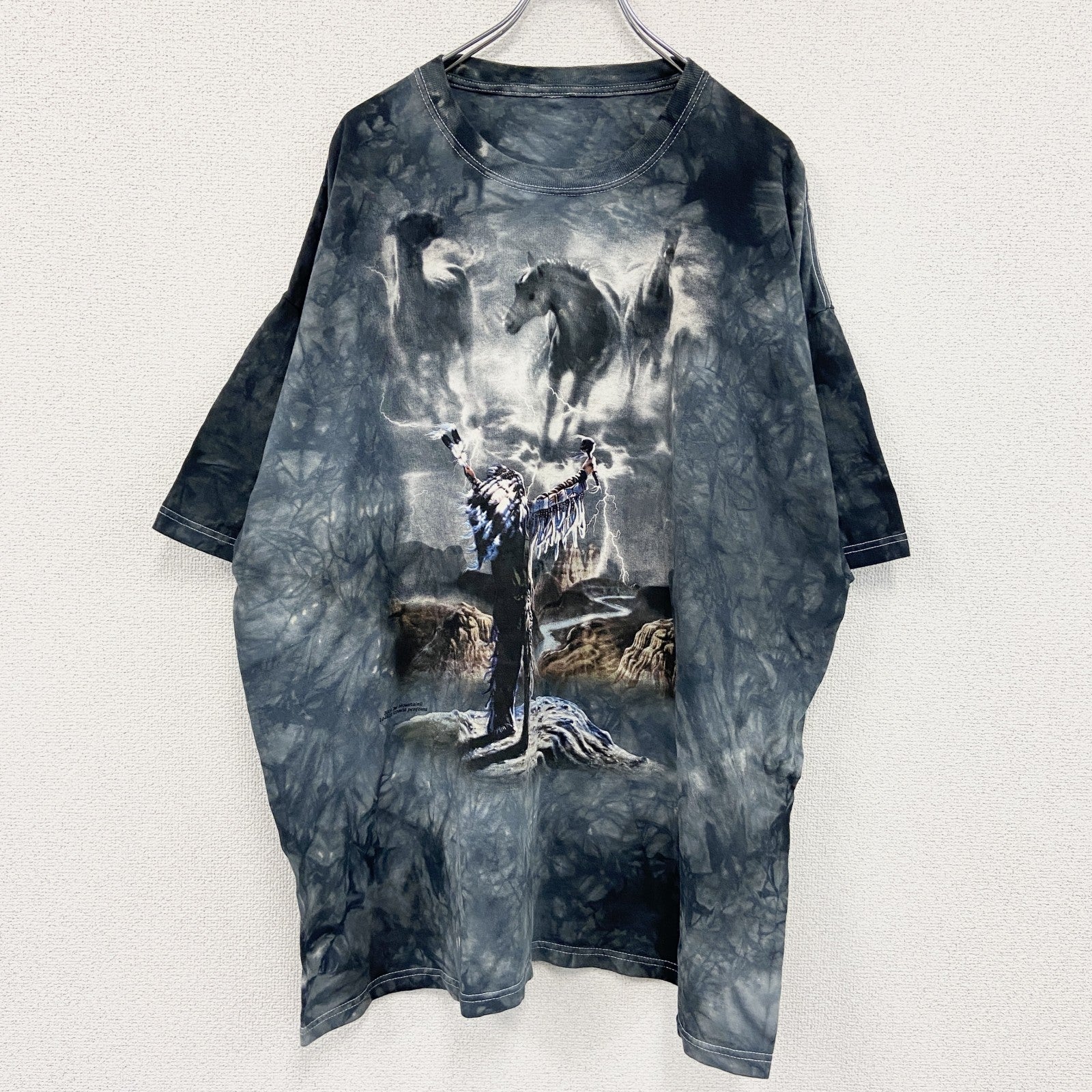 00s　THE MOUNTAIN　ザマウンテン　半袖プリントTシャツ　タイダイ　アニマルT　黒　ブラック