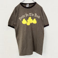 古着 used　TNT TRAU&LOEVNER　半袖プリントリンガーTシャツ　クルーネック　アヒル　メキシコ製　茶色　Mサイズ