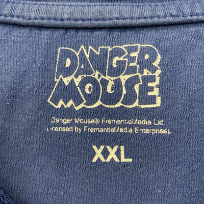 古着 used　DANGER MOUSE　デンジャーマウス　半袖キャラクタープリントTシャツ　ネズミ　ネイビー　2XLサイズ