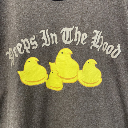 古着 used　TNT TRAU&LOEVNER　半袖プリントリンガーTシャツ　クルーネック　アヒル　メキシコ製　茶色　Mサイズ