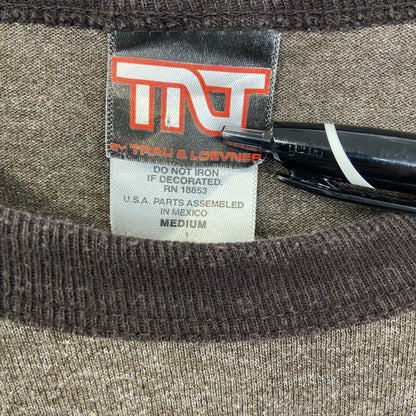 古着 used　TNT TRAU&LOEVNER　半袖プリントリンガーTシャツ　クルーネック　アヒル　メキシコ製　茶色　Mサイズ