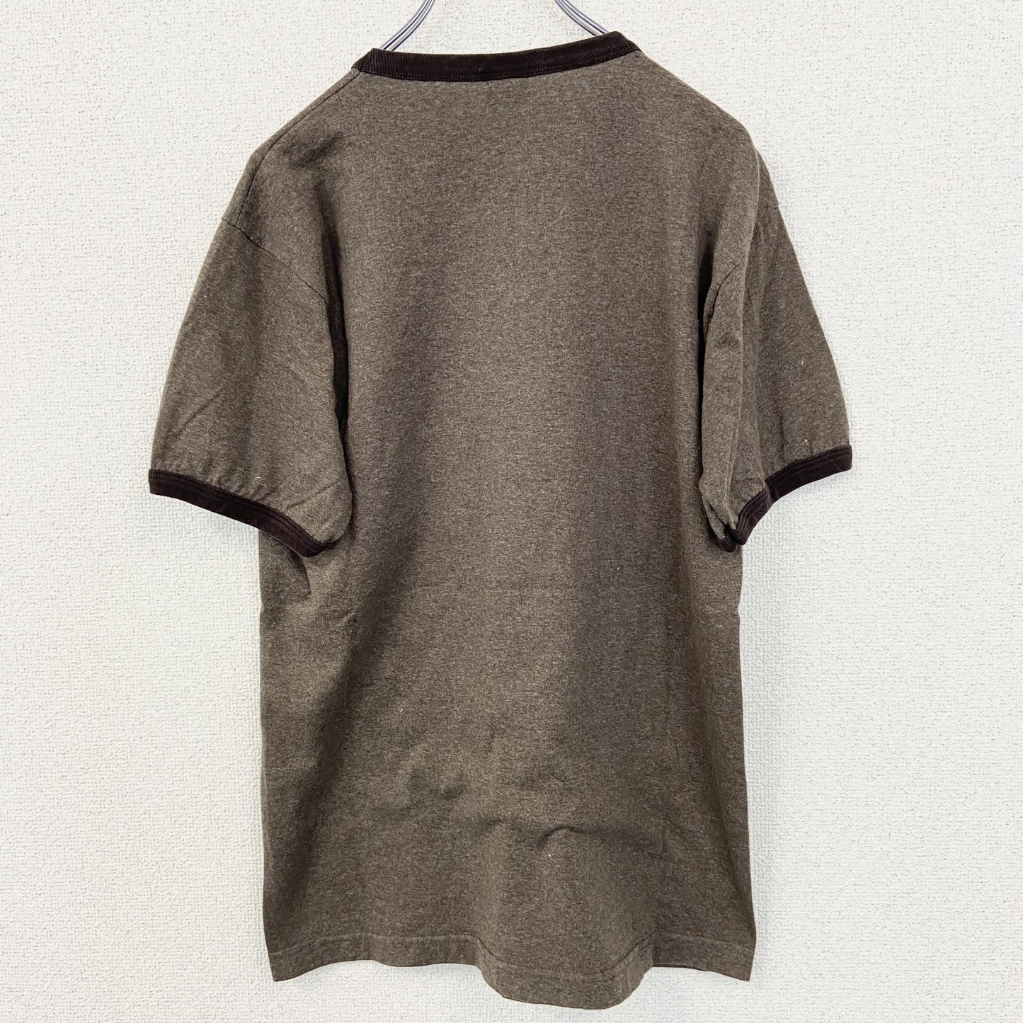 古着 used　TNT TRAU&LOEVNER　半袖プリントリンガーTシャツ　クルーネック　アヒル　メキシコ製　茶色　Mサイズ