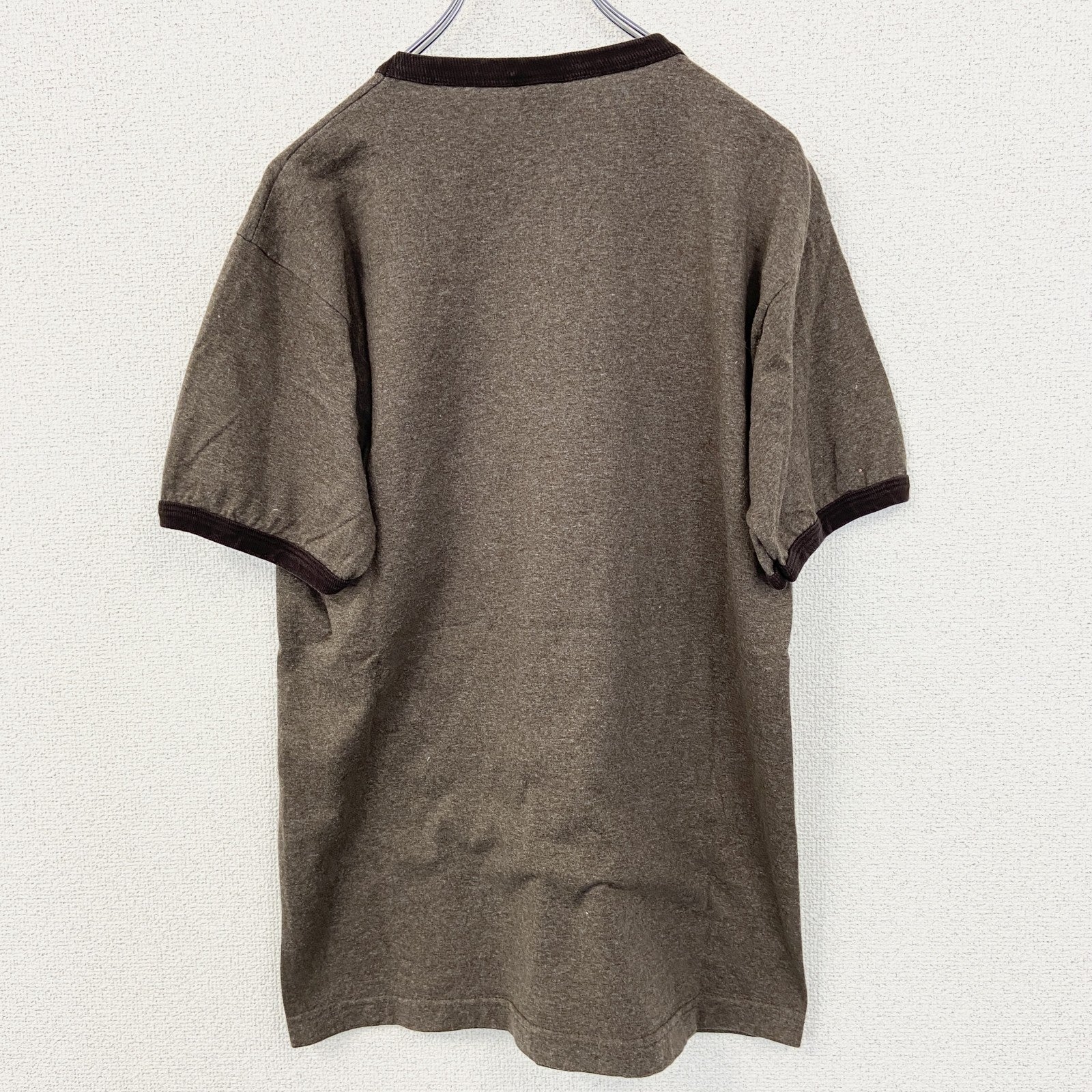 古着 used　TNT TRAU&LOEVNER　半袖プリントリンガーTシャツ　クルーネック　アヒル　メキシコ製　茶色　Mサイズ