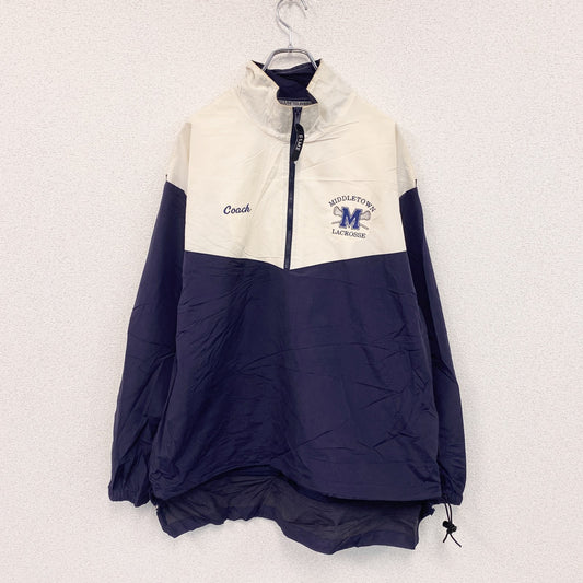 GAME SPORTWEAR　フルジップナイロンジャケット　オフホワイト　紺　ネイビー　Lサイズ