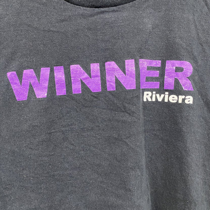 DELTA　デルタ　半袖プリントパロディTシャツ　WINNERTシャツ　英字プリント　クルーネック　黒　ブラック　XLサイズ