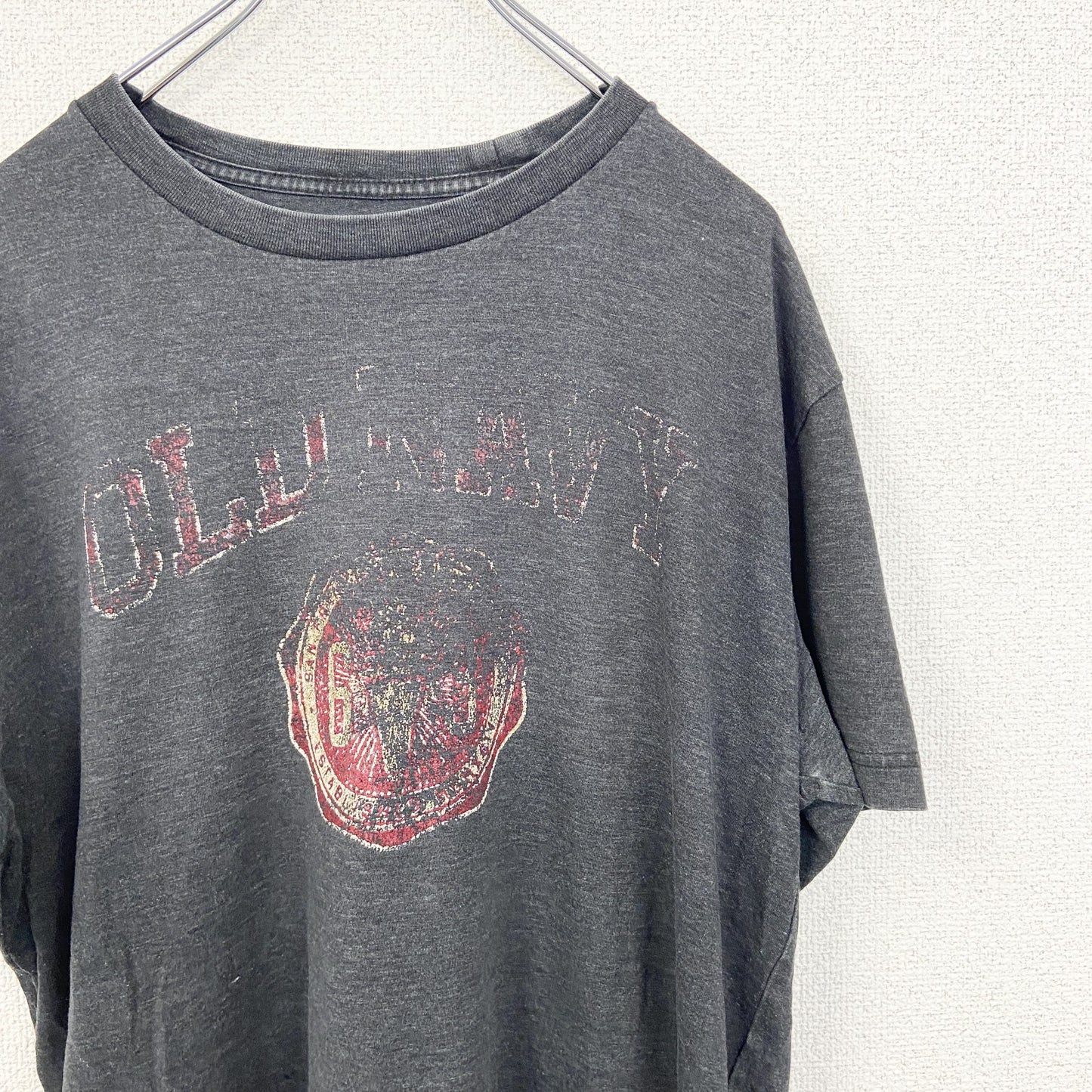 古着 used　OLD NAVY　オールドネイビー　半袖ダメージプリントTシャツ　クルーネック　カジュアル　グレー　Lサイズ