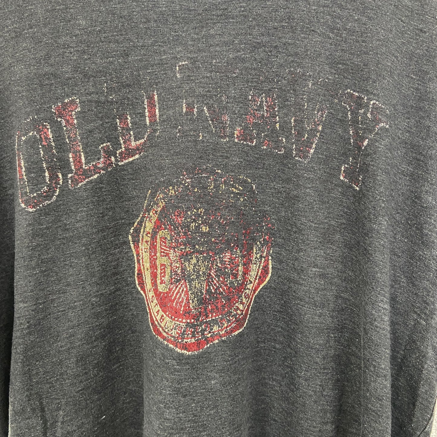 古着 used　OLD NAVY　オールドネイビー　半袖ダメージプリントTシャツ　クルーネック　カジュアル　グレー　Lサイズ