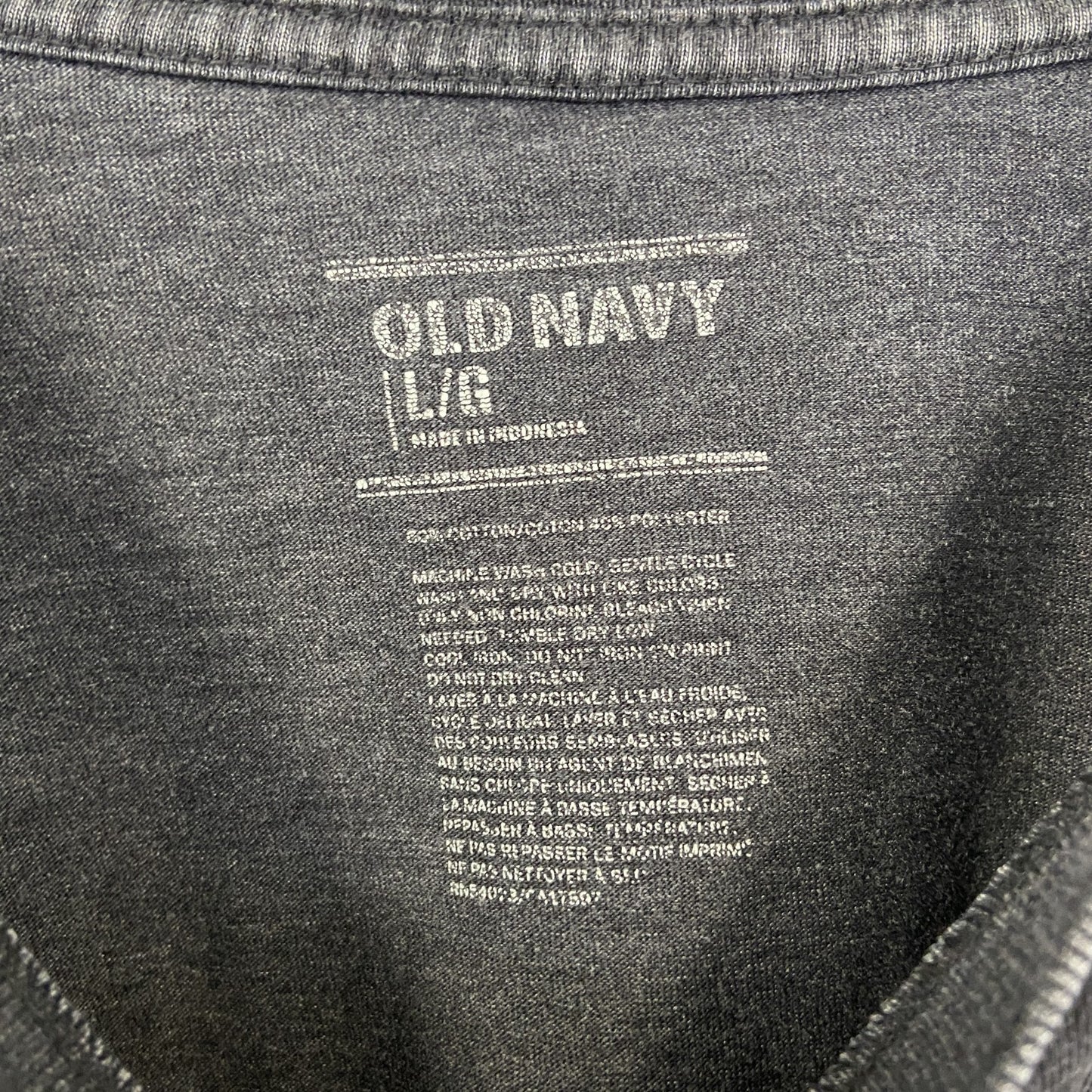 古着 used　OLD NAVY　オールドネイビー　半袖ダメージプリントTシャツ　クルーネック　カジュアル　グレー　Lサイズ